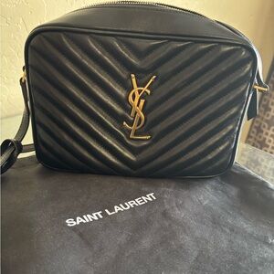 Lou Medium YSL Camera Bag with Pocket in Quilted Leather